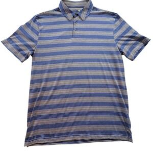 Arnold Palmer Polo Shirt Mens XXL Blue Striped Golf Short Sleeve Polyester Blend